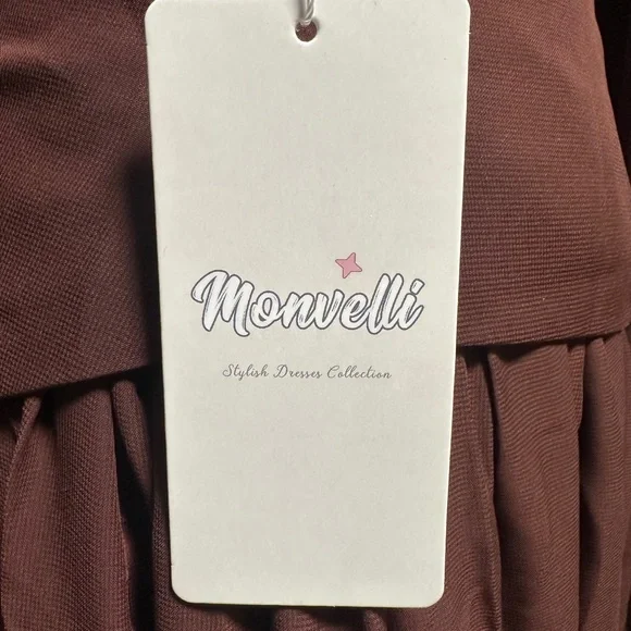 NWT, Elegant Chocolate Brown Strapless Dress With Scarf / Shoulder Cover - Picture 9 of 13